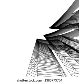 Abstract modern architecture building 3d 