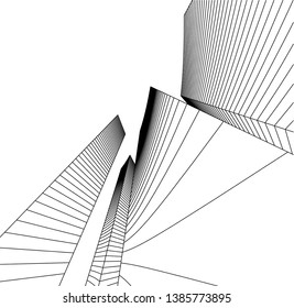 Abstract modern architecture building 3d 