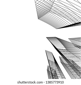 Abstract modern architecture building 3d 