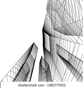 Abstract modern architecture building 3d 