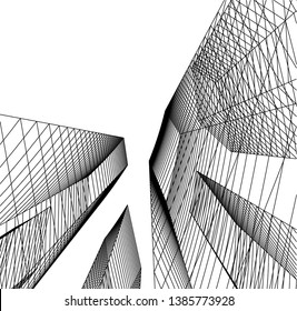 Abstract modern architecture building 3d 
