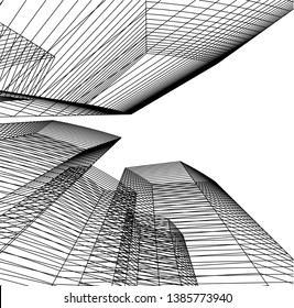 Abstract modern architecture building 3d 