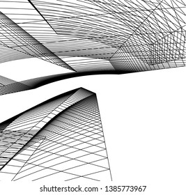 Abstract modern architecture building 3d 