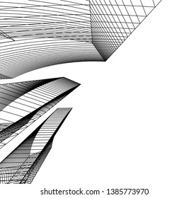Abstract modern architecture building 3d 