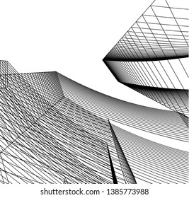 Abstract modern architecture building 3d 