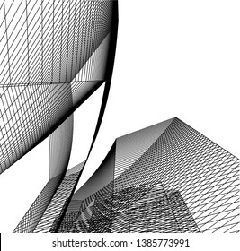 Abstract modern architecture building 3d 