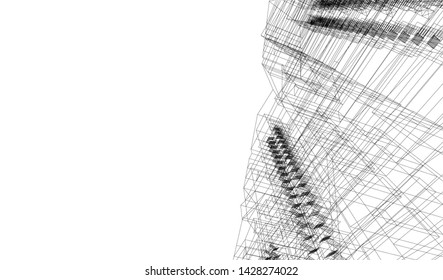 Abstract modern architecture building 3d