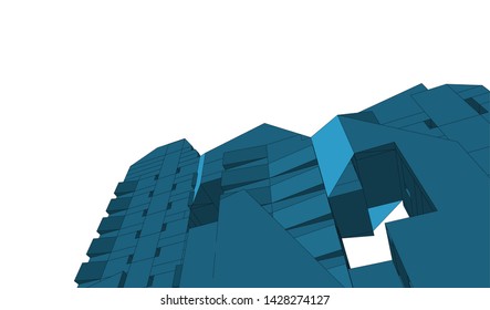 Abstract modern architecture building 3d