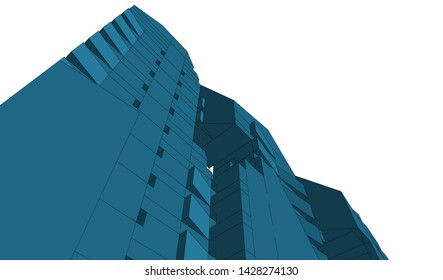 Abstract modern architecture building 3d