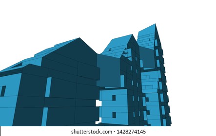 Abstract modern architecture building 3d