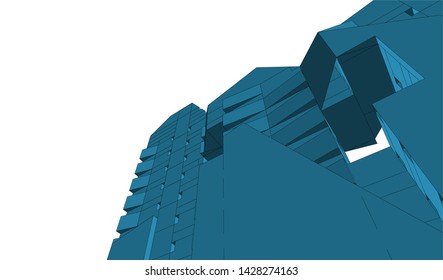Abstract modern architecture building 3d