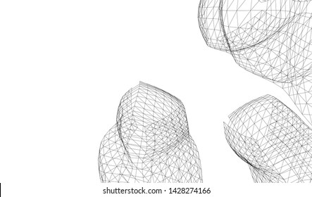 Abstract modern architecture building 3d