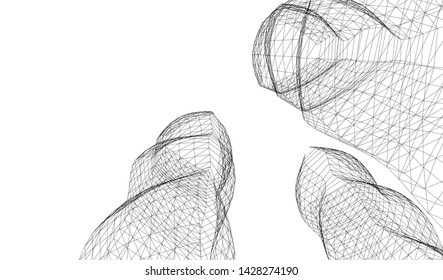 Abstract modern architecture building 3d