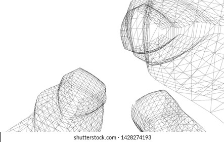 Abstract modern architecture building 3d