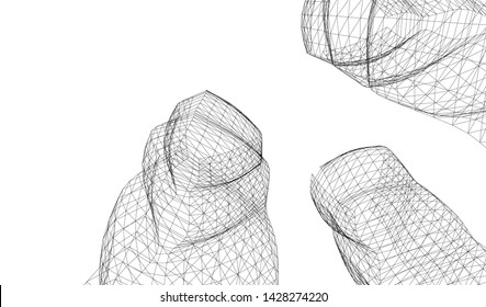 Abstract modern architecture building 3d