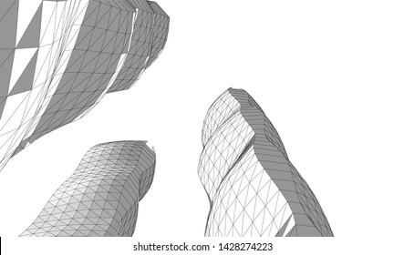 Abstract modern architecture building 3d