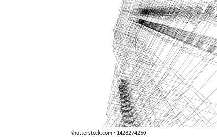 Abstract modern architecture building 3d