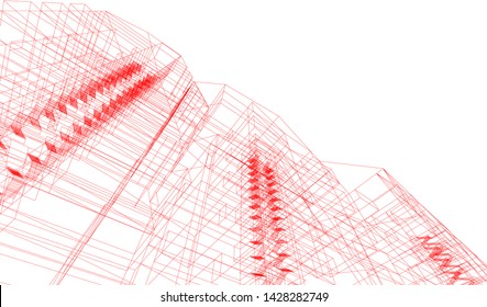 Abstract modern architecture building 3d