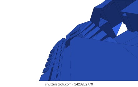 Abstract modern architecture building 3d