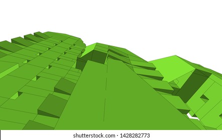 Abstract modern architecture building 3d