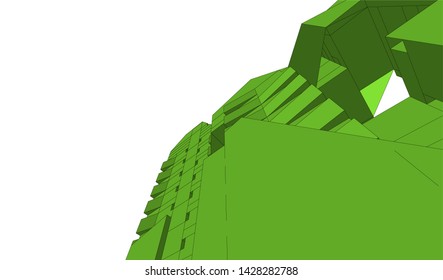 Abstract modern architecture building 3d