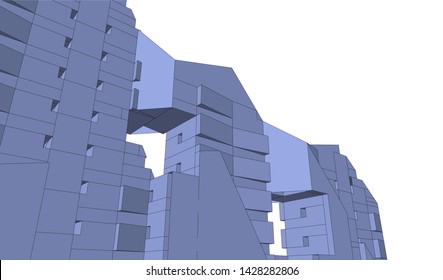 Abstract modern architecture building 3d