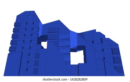 Abstract modern architecture building 3d