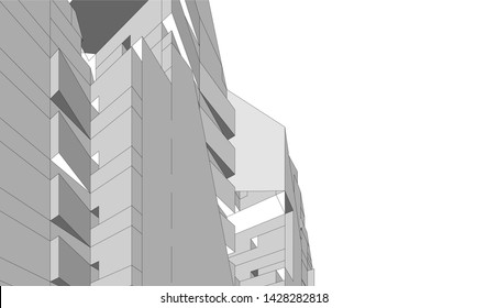 Abstract modern architecture building 3d