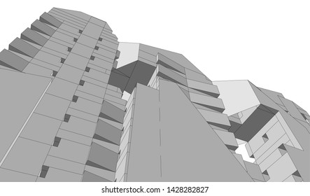 Abstract modern architecture building 3d