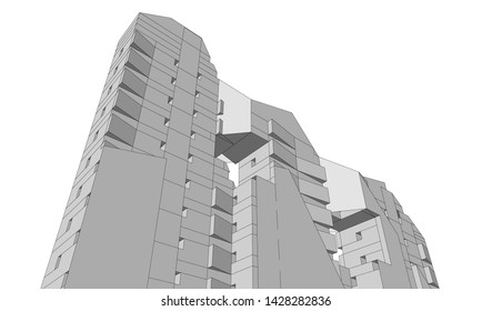 Abstract modern architecture building 3d
