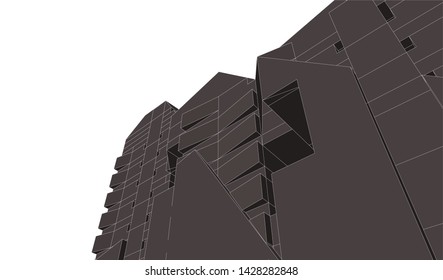 Abstract modern architecture building 3d