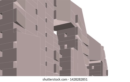 Abstract modern architecture building 3d