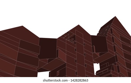 Abstract modern architecture building 3d