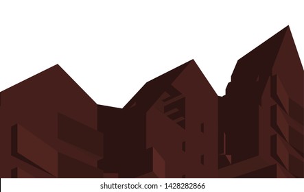 Abstract modern architecture building 3d