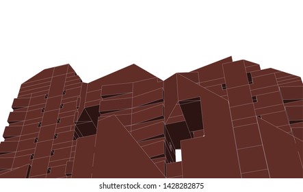 Abstract modern architecture building 3d