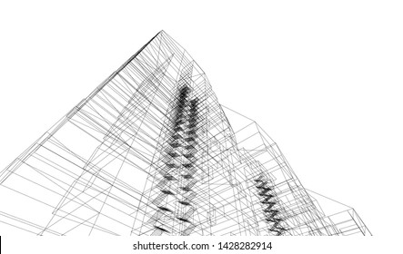 Abstract modern architecture building 3d