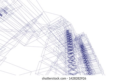 Abstract modern architecture building 3d