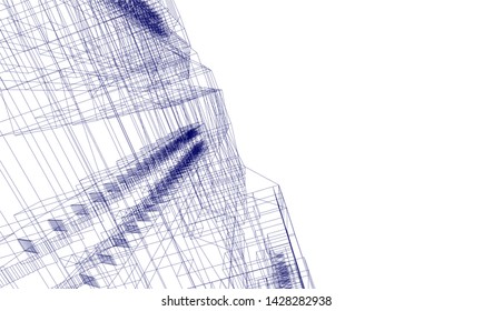 Abstract modern architecture building 3d