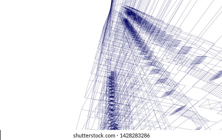 Abstract modern architecture building 3d