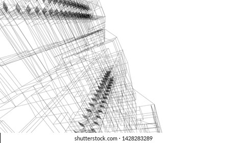 Abstract modern architecture building 3d