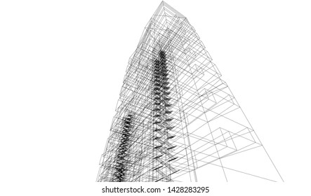 Abstract modern architecture building 3d