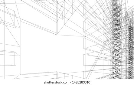 Abstract modern architecture building 3d