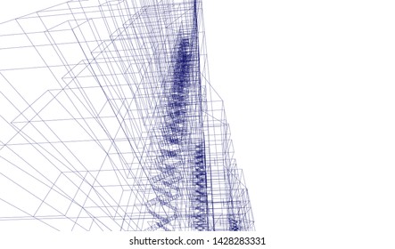 Abstract modern architecture building 3d