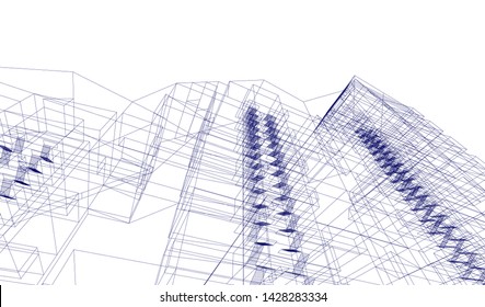 Abstract modern architecture building 3d