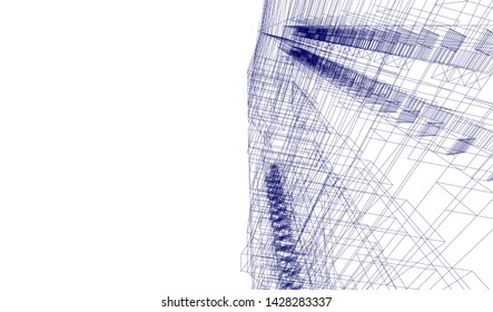 Abstract modern architecture building 3d