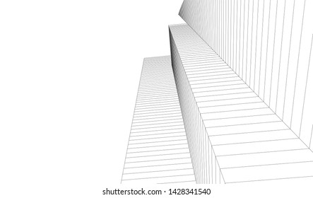 Abstract modern architecture building 3d