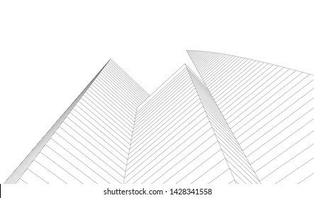 Abstract modern architecture building 3d