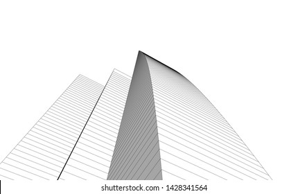 Abstract modern architecture building 3d