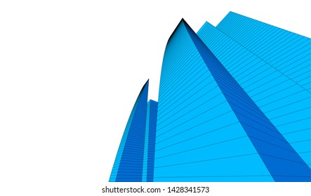Abstract modern architecture building 3d