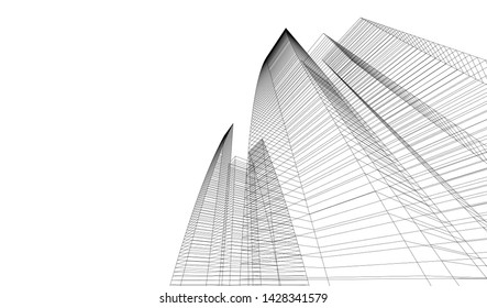 Abstract modern architecture building 3d